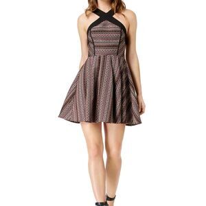 BCBGeneration Women's Cross Front FIT & Flare Dress Multi Color Size 8